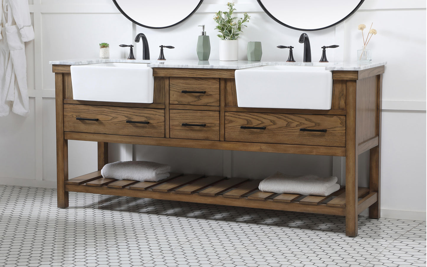 72 inch Double Bathroom Vanity in Driftwood - BC450D7234DW