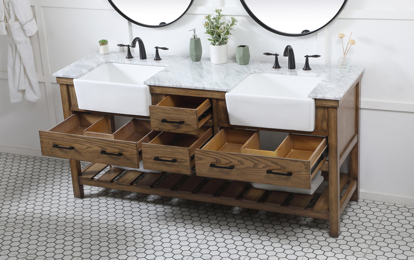 72 inch Double Bathroom Vanity in Driftwood - BC450D7234DW