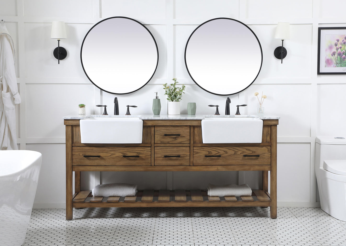 72 inch Double Bathroom Vanity in Driftwood - BC450D7234DW