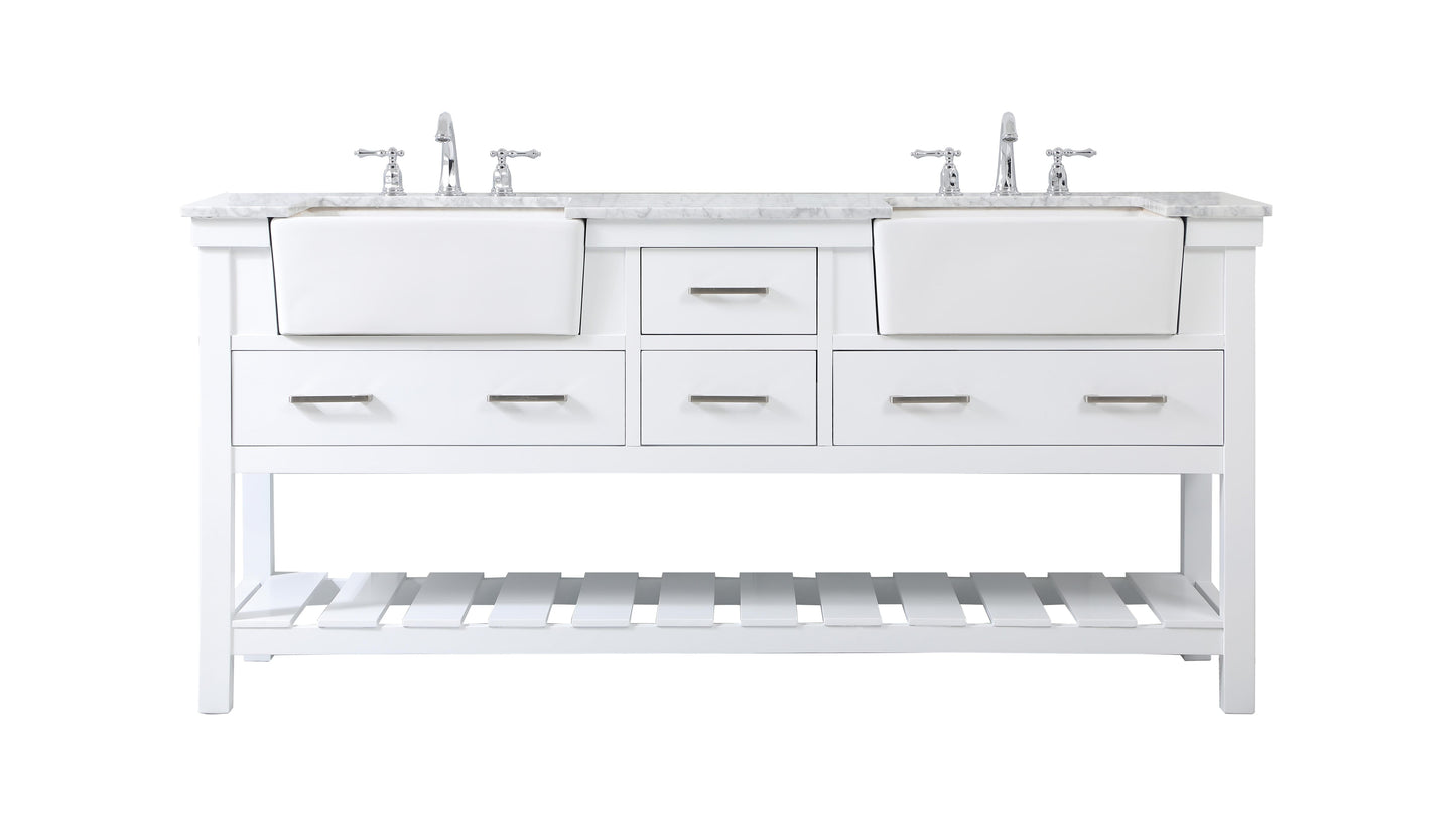 72 inch Double Bathroom Vanity in White