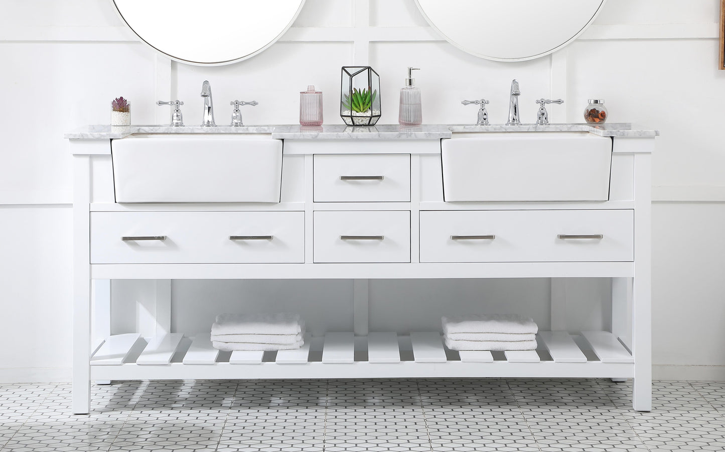 72 inch Double Bathroom Vanity in White