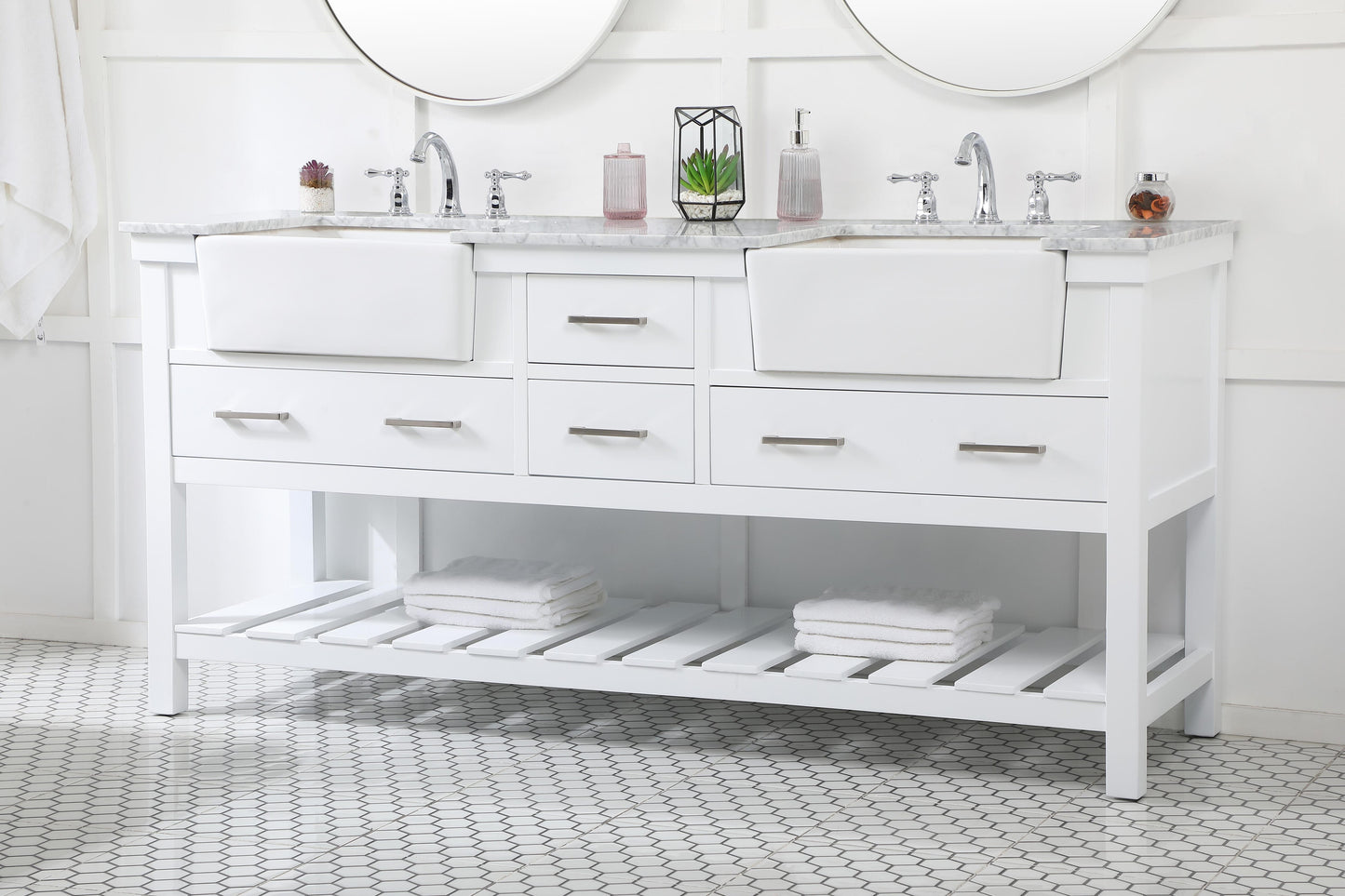 72 inch Double Bathroom Vanity in White