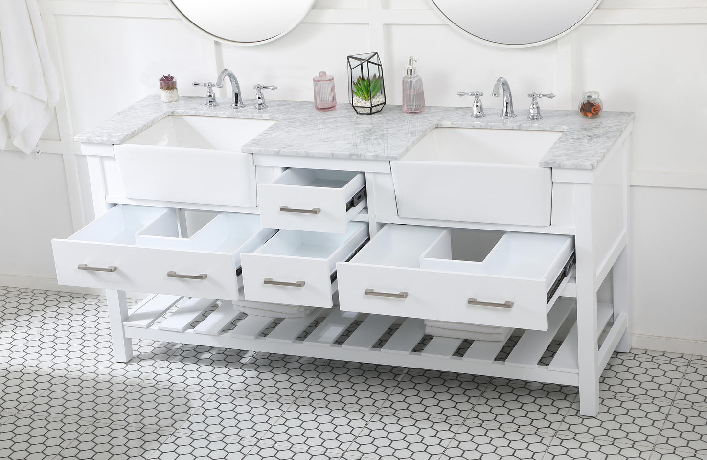 72 inch Double Bathroom Vanity in White