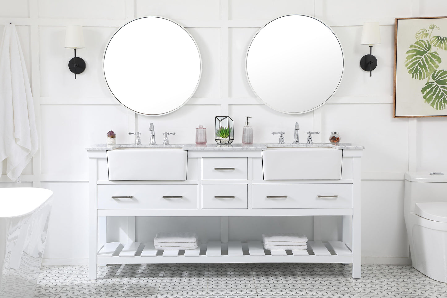 72 inch Double Bathroom Vanity in White