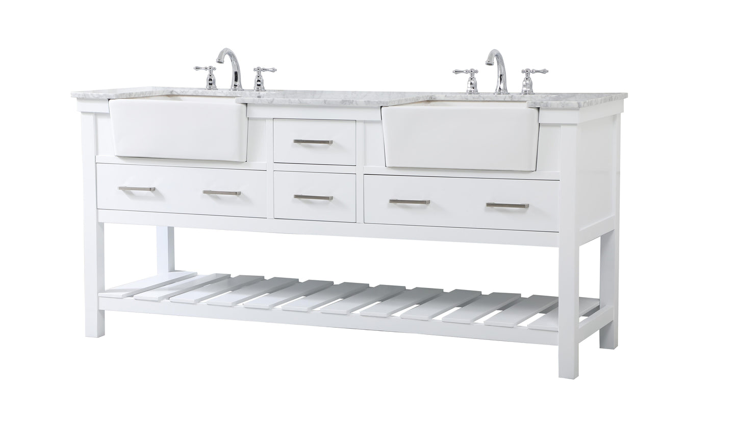 72 inch Double Bathroom Vanity in White