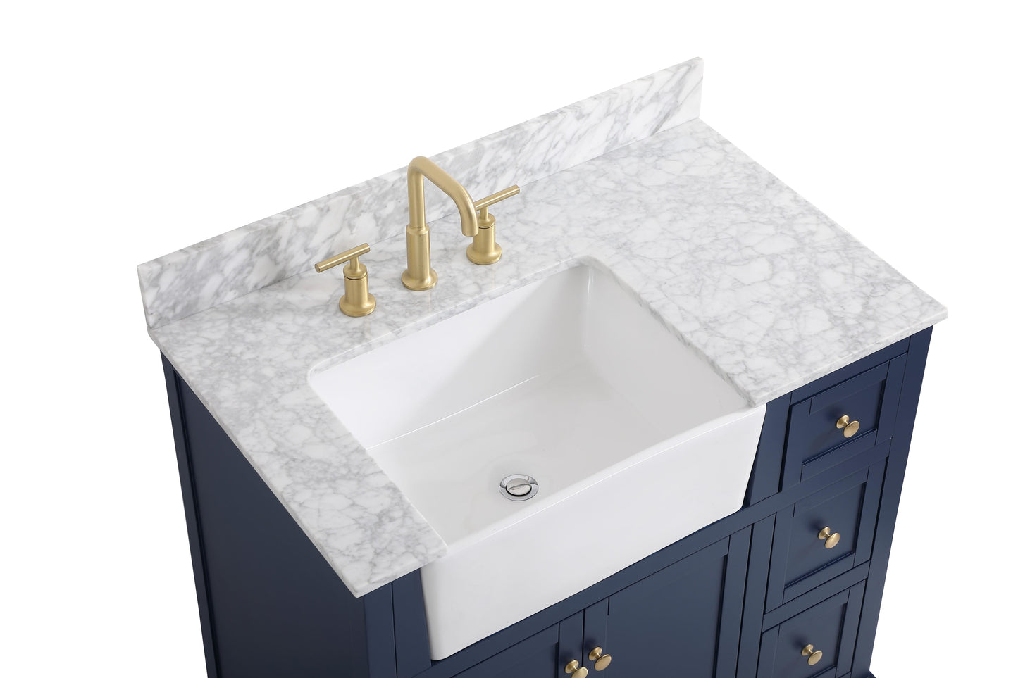 36 inch Single Bathroom Vanity in Blue with backsplash