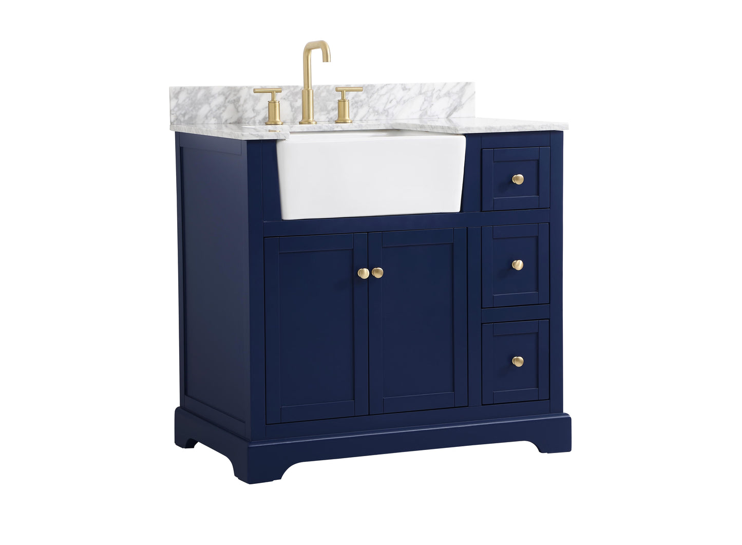 36 inch Single Bathroom Vanity in Blue with backsplash