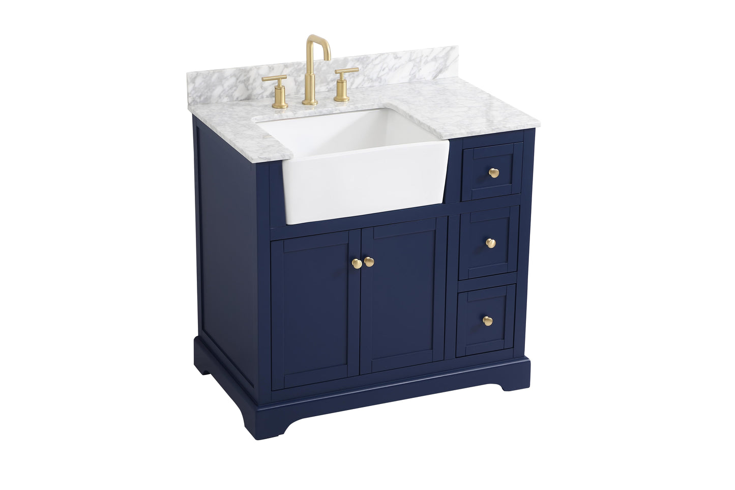 36 inch Single Bathroom Vanity in Blue with backsplash