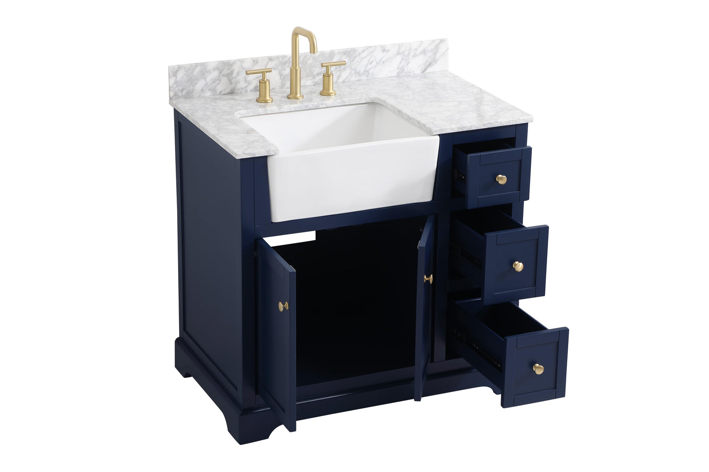 36 inch Single Bathroom Vanity in Blue with backsplash