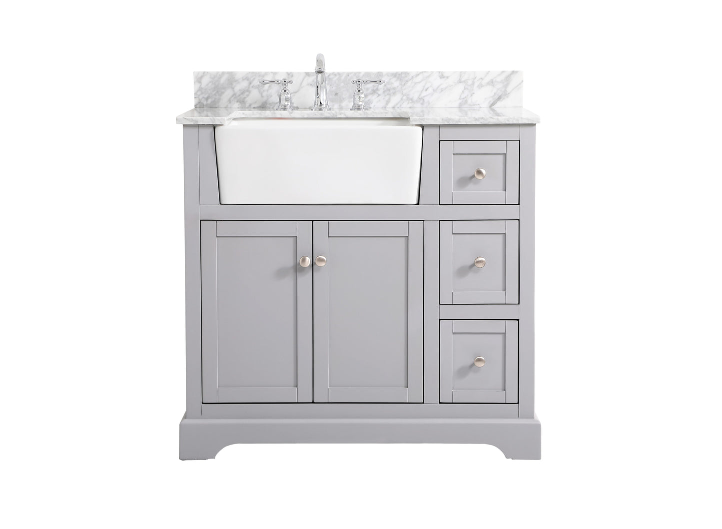 36 inch Single Bathroom Vanity in Grey with backsplash