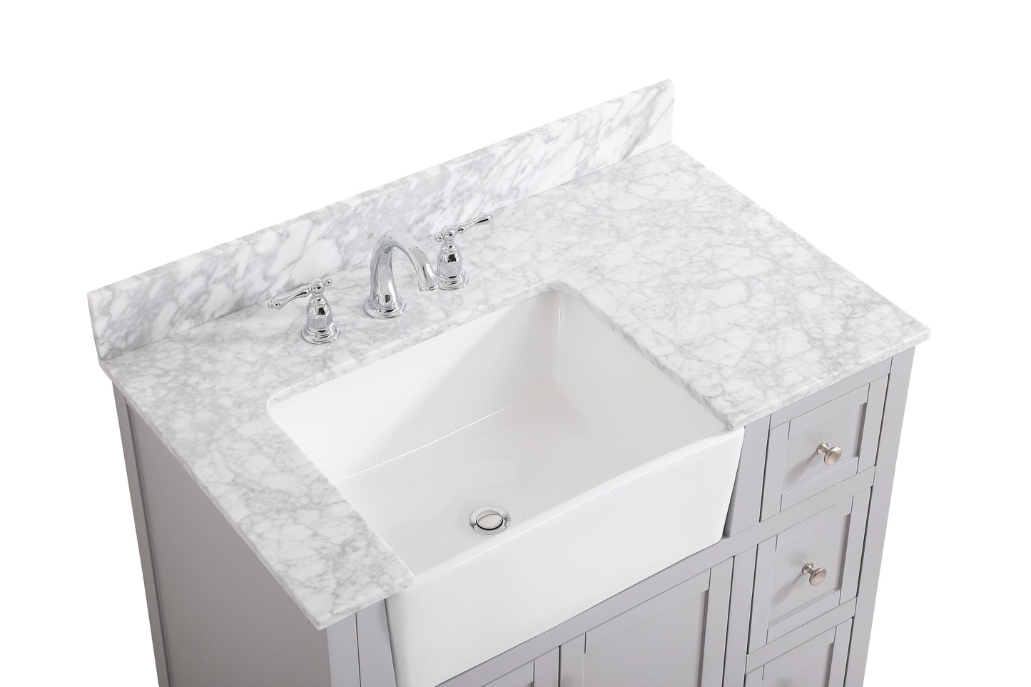 36 inch Single Bathroom Vanity in Grey with backsplash