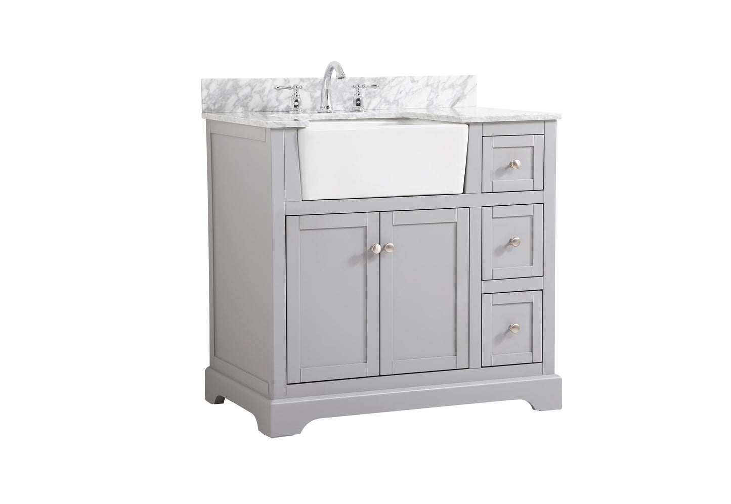 36 inch Single Bathroom Vanity in Grey with backsplash