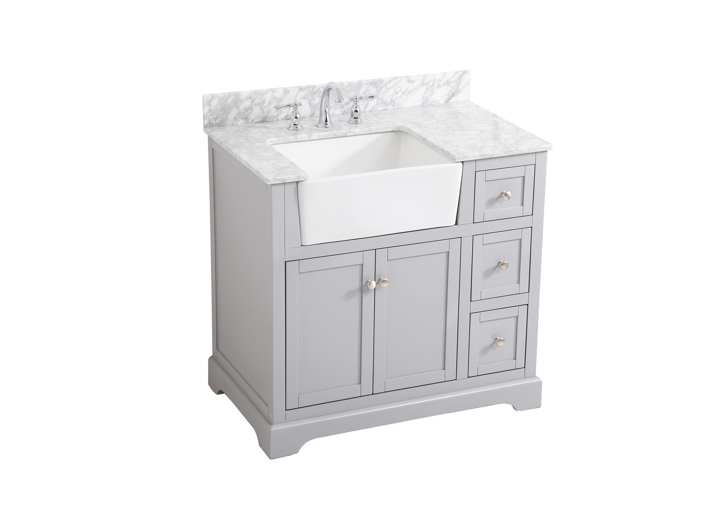 36 inch Single Bathroom Vanity in Grey with backsplash