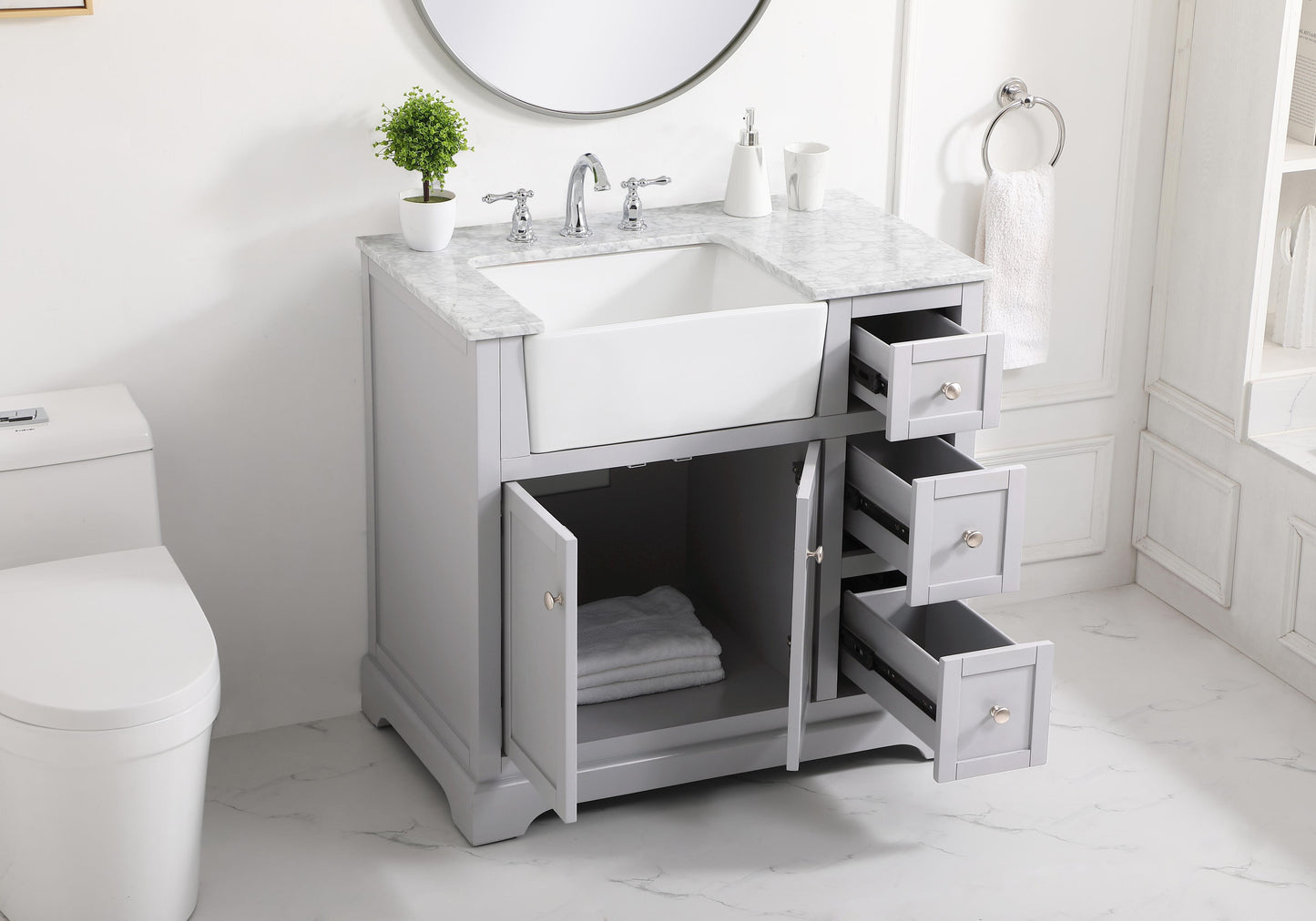 36 inch Single Bathroom Vanity in Grey