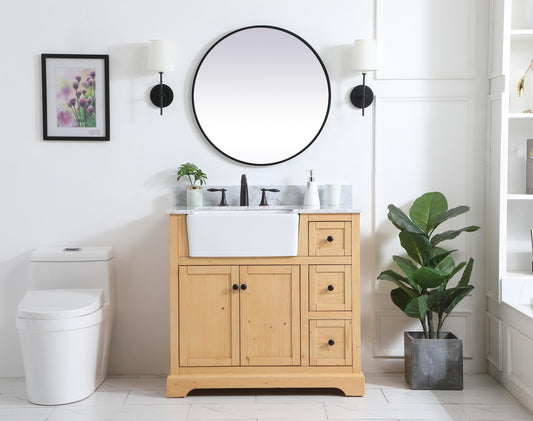 36 inch Single Bathroom Vanity in Natural Wood with backsplash - BC4603635NW-BS