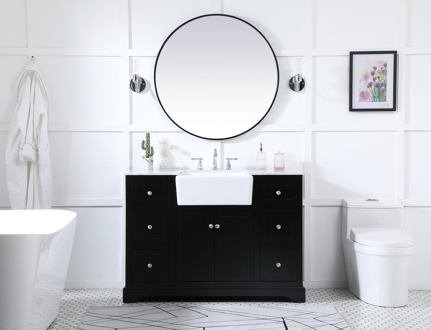 48 inch Single Bathroom Vanity in Black