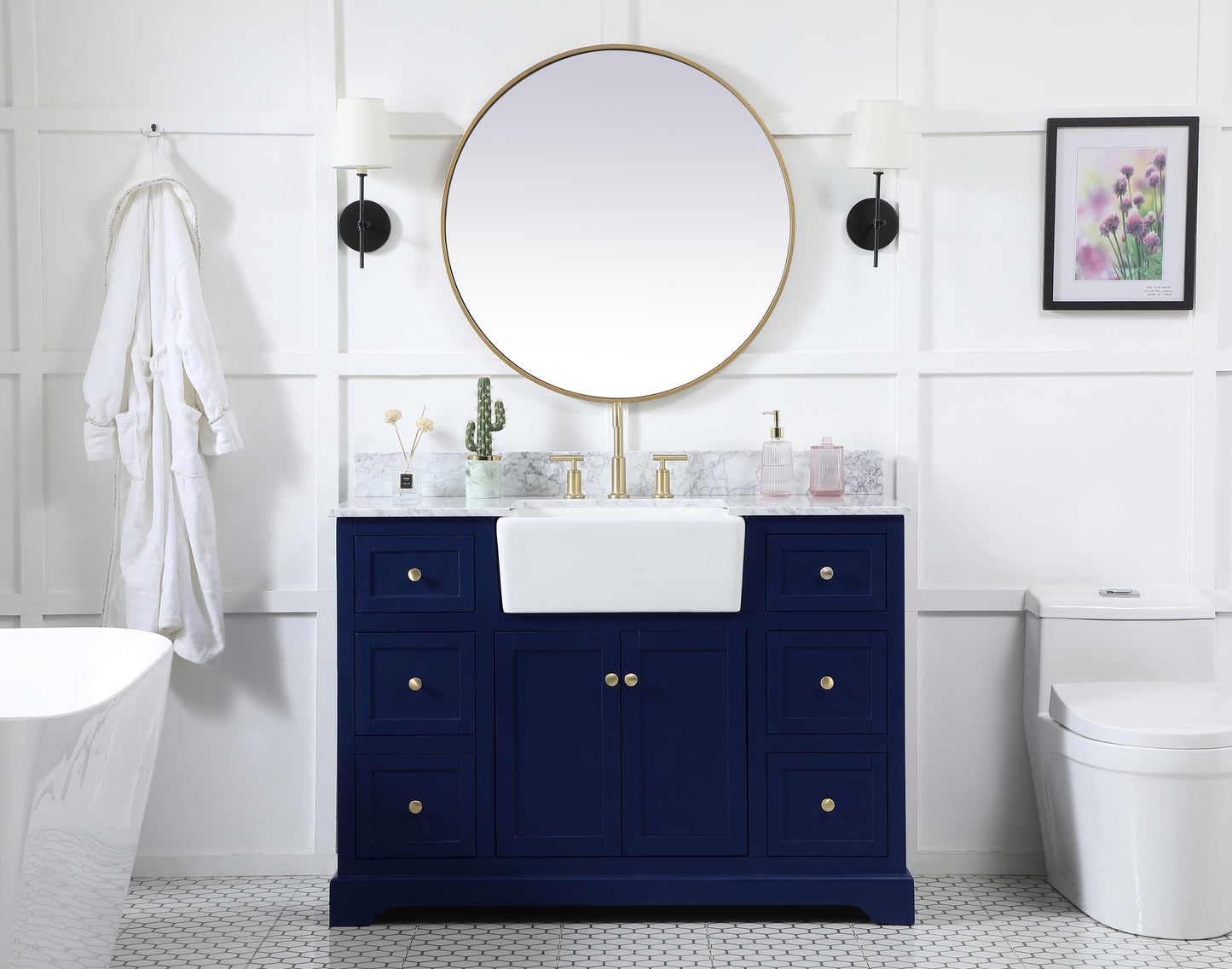 48 inch Single Bathroom Vanity in Blue - BC4604835BL-BS