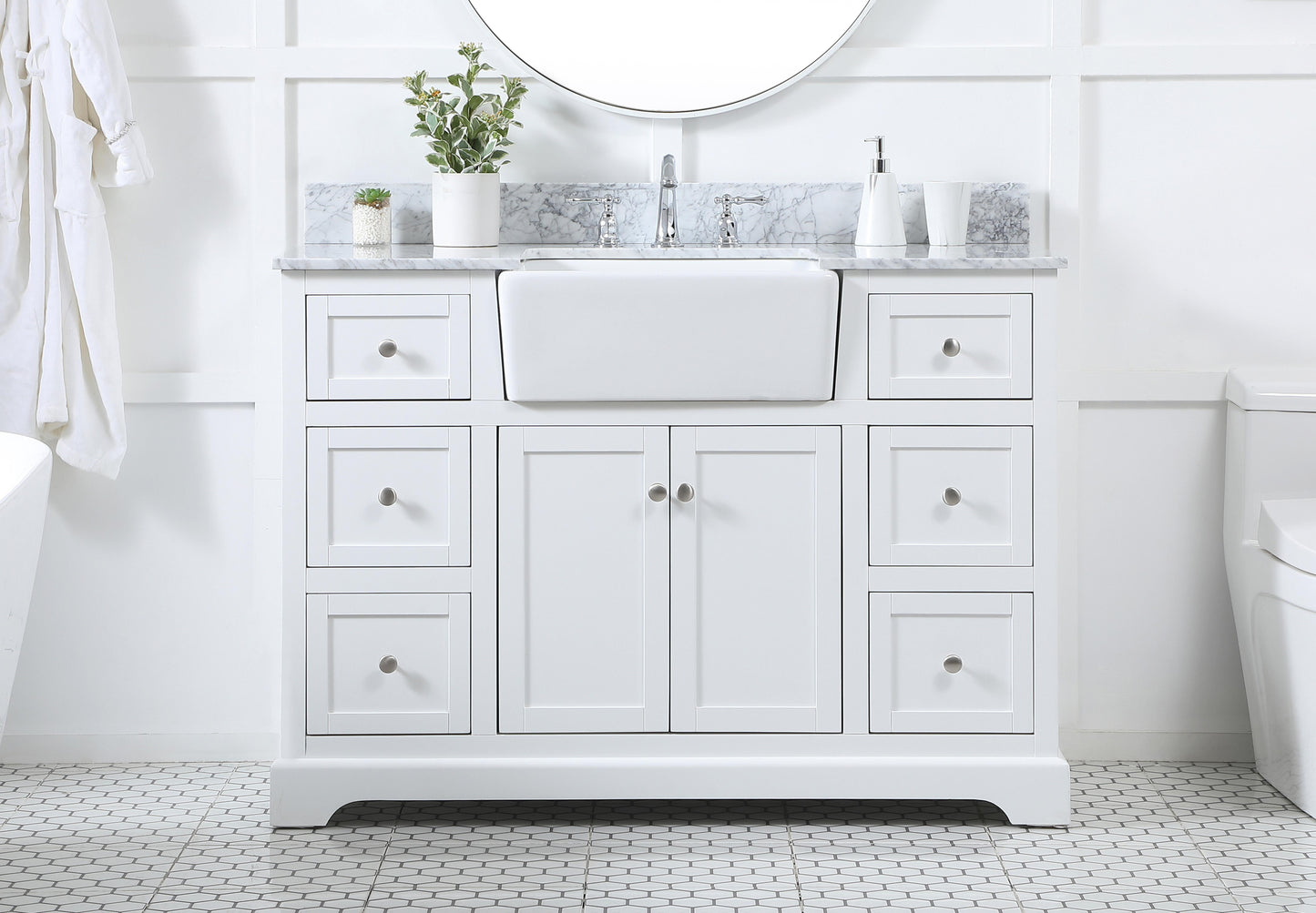 48 inch Single Bathroom Vanity in White - BC4604835WH-BS