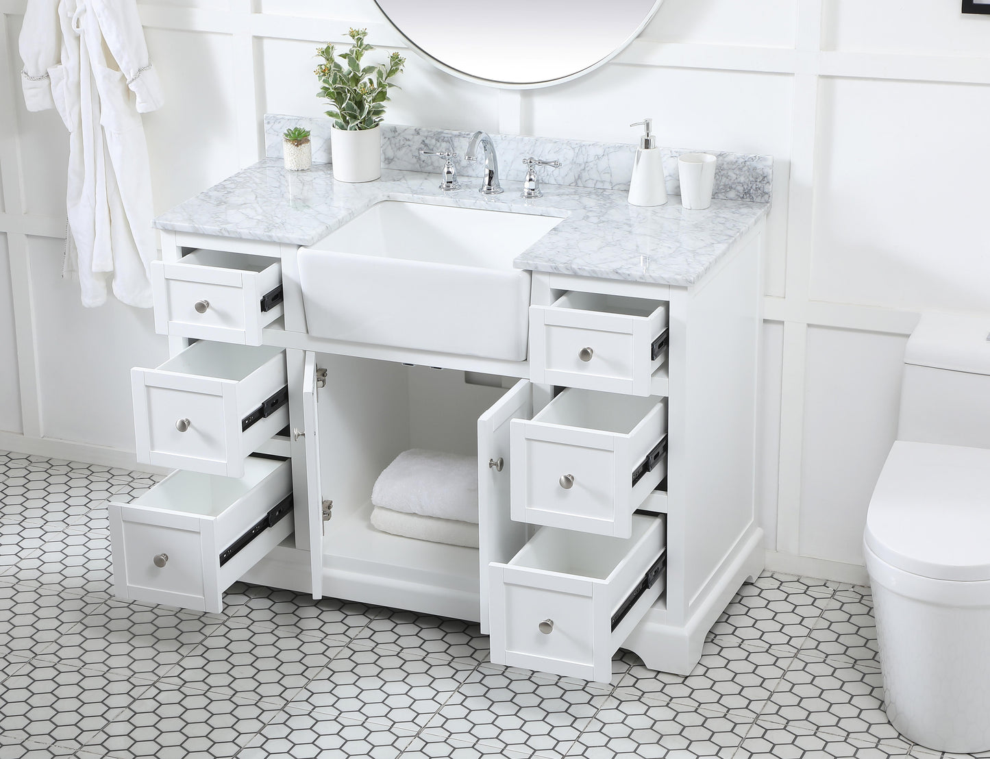 48 inch Single Bathroom Vanity in White - BC4604835WH-BS