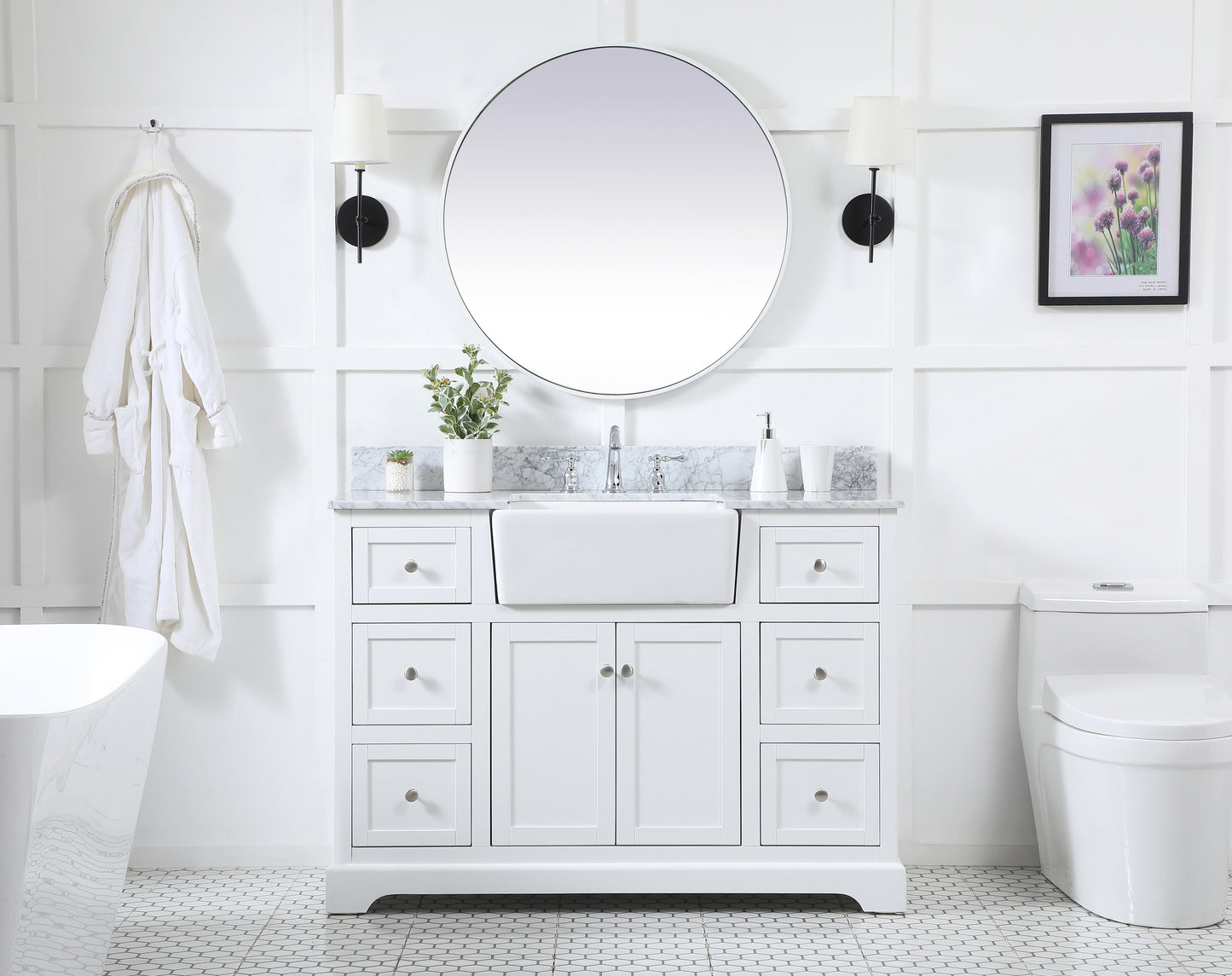 48 inch Single Bathroom Vanity in White - BC4604835WH-BS