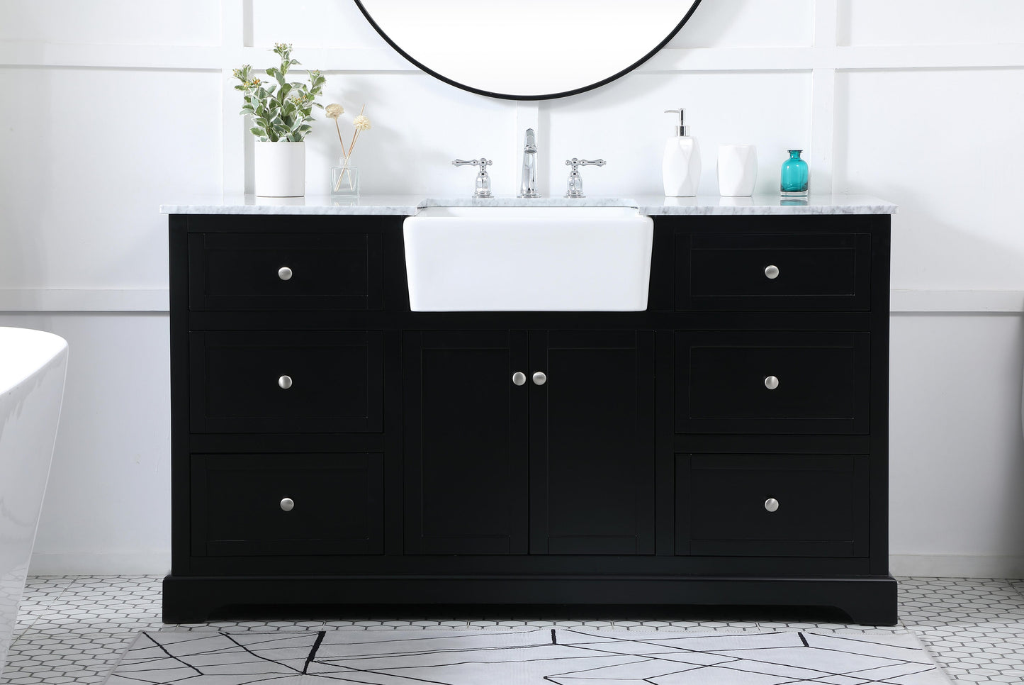 60 inch Single Bathroom Vanity in Black