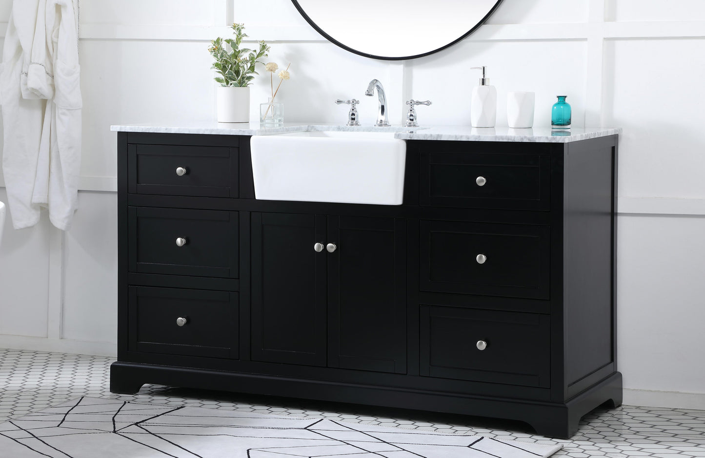 60 inch Single Bathroom Vanity in Black