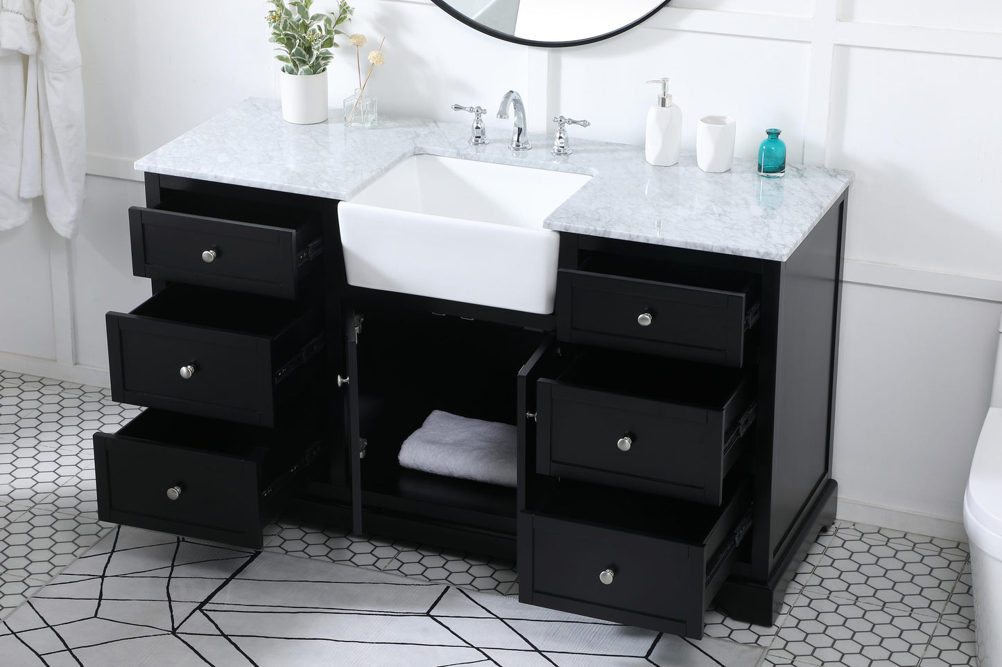 60 inch Single Bathroom Vanity in Black