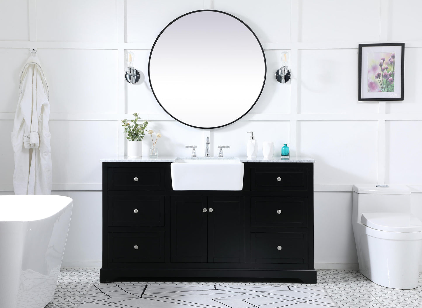 60 inch Single Bathroom Vanity in Black