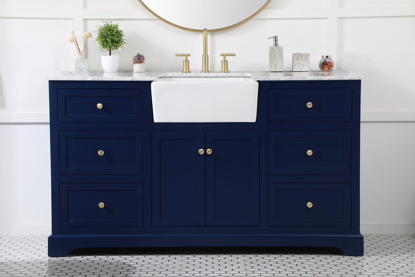 60 inch Single Bathroom Vanity in Blue