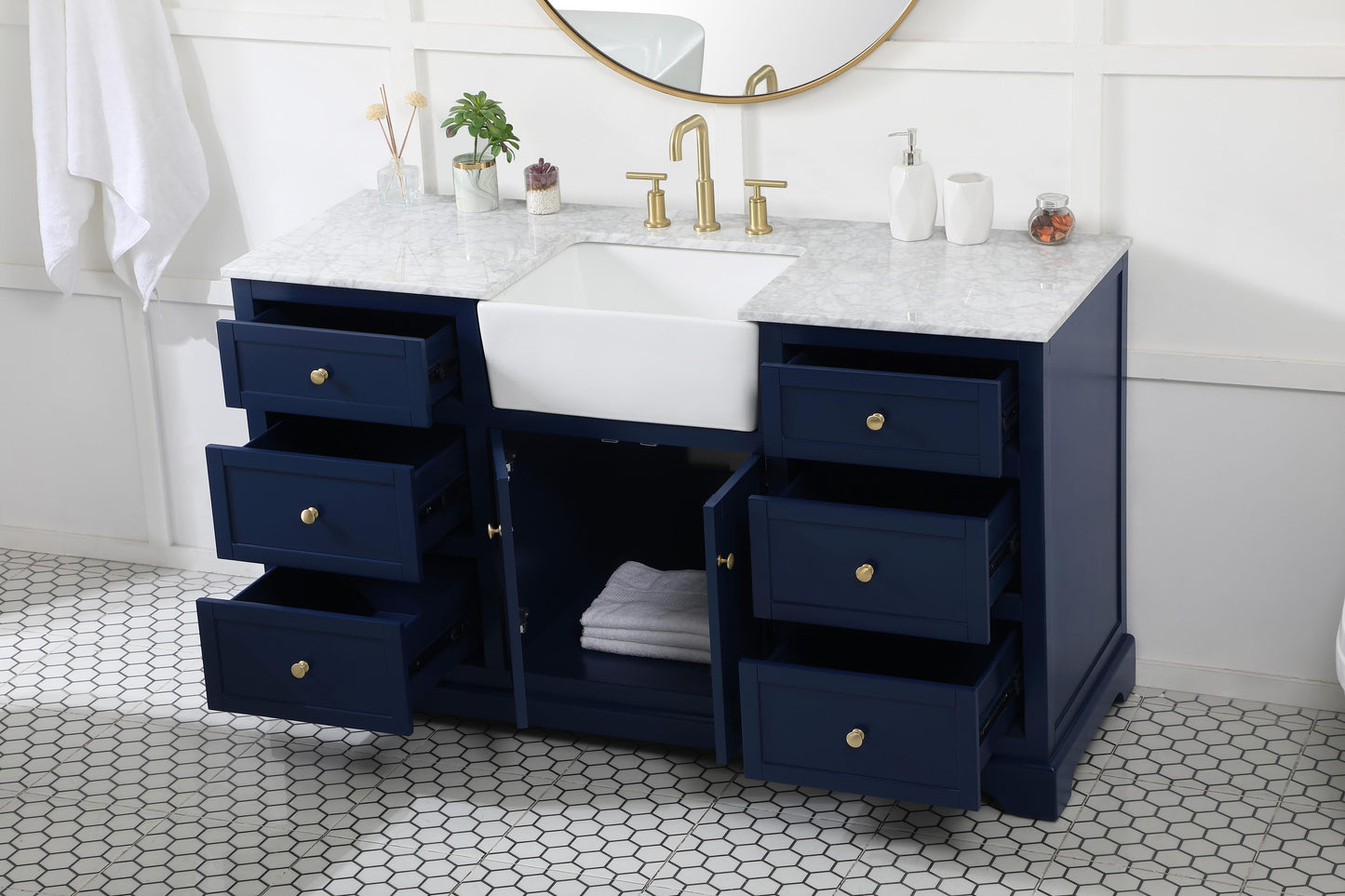 60 inch Single Bathroom Vanity in Blue