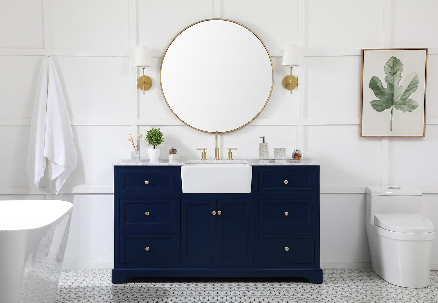 60 inch Single Bathroom Vanity in Blue