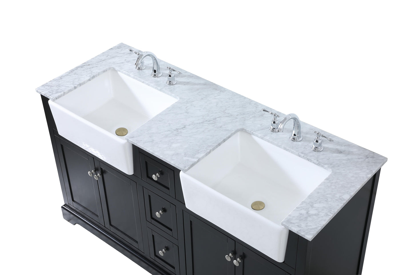 60 inch Double Bathroom Vanity in Black