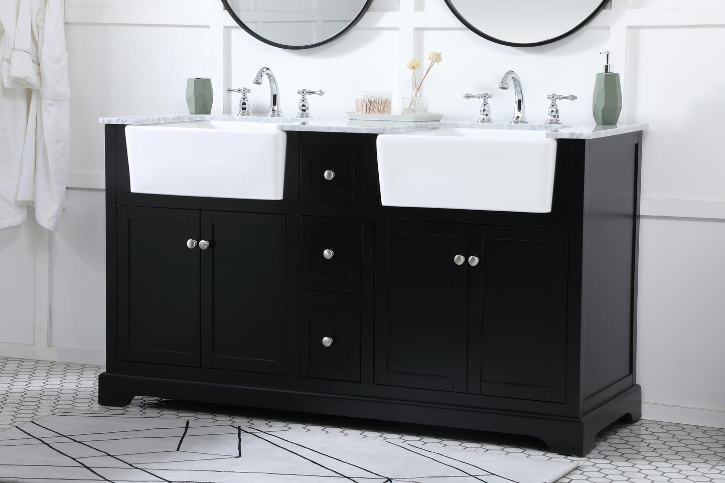 60 inch Double Bathroom Vanity in Black