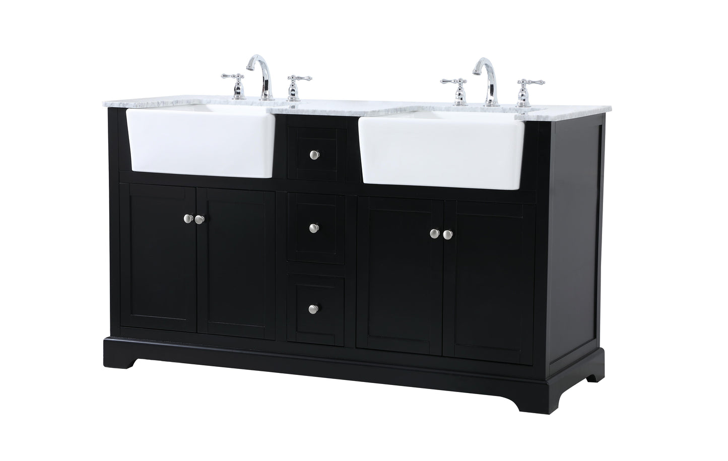 60 inch Double Bathroom Vanity in Black