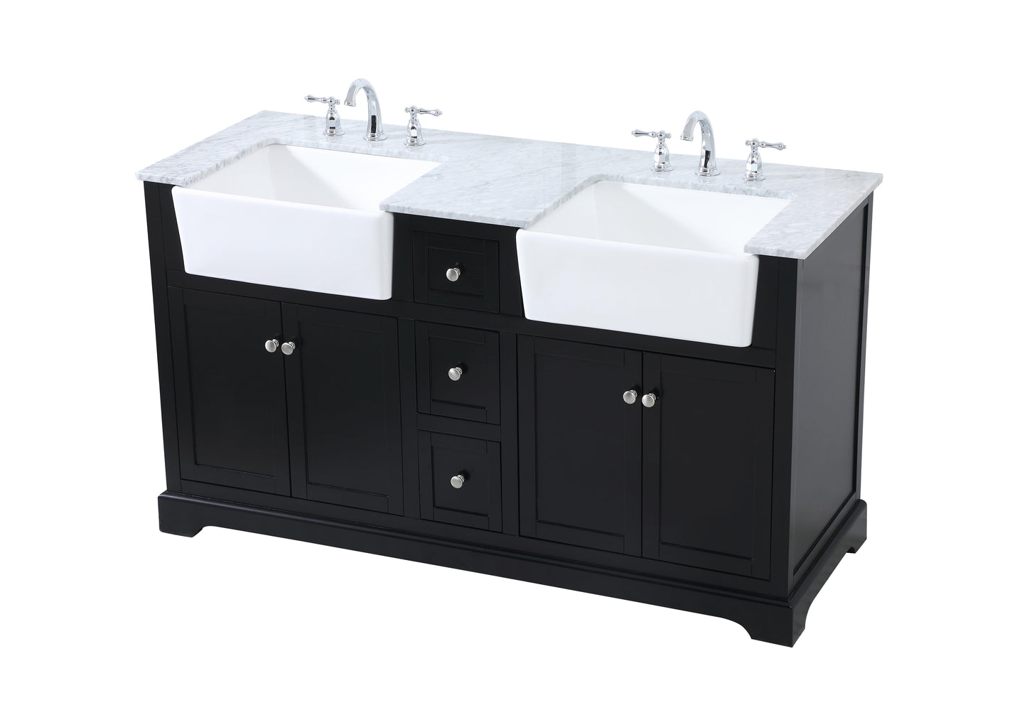 60 inch Double Bathroom Vanity in Black