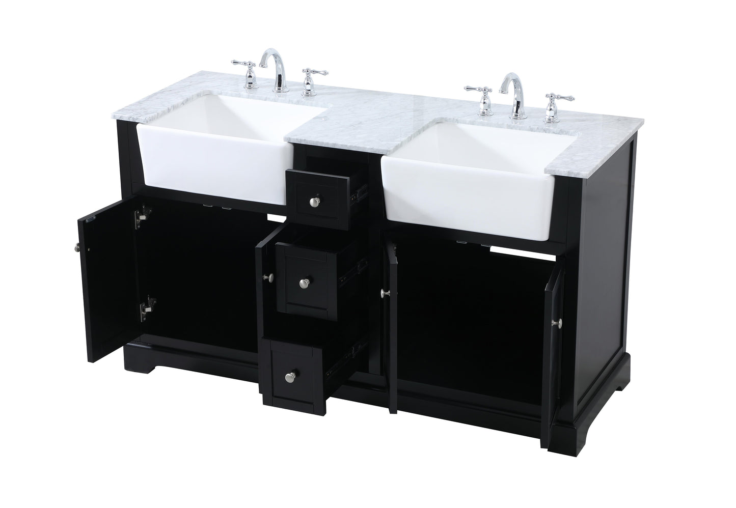 60 inch Double Bathroom Vanity in Black