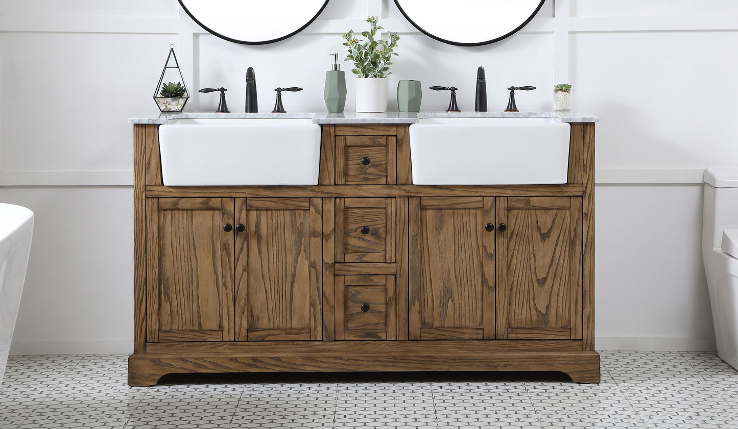 60 inch Double Bathroom Vanity in Driftwood - BC460D6035DW