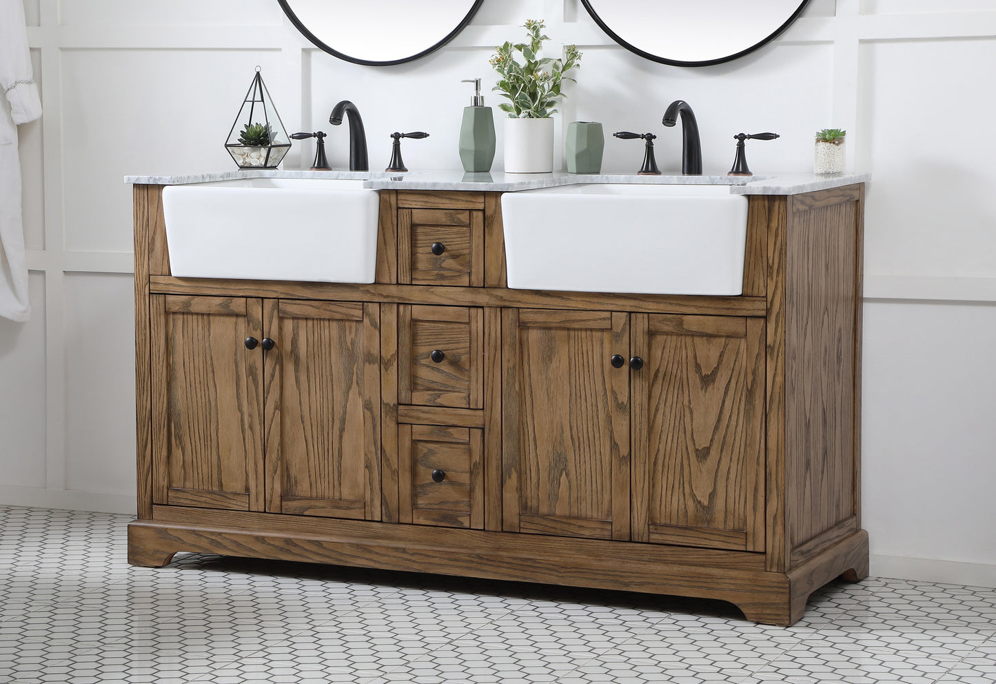 60 inch Double Bathroom Vanity in Driftwood - BC460D6035DW