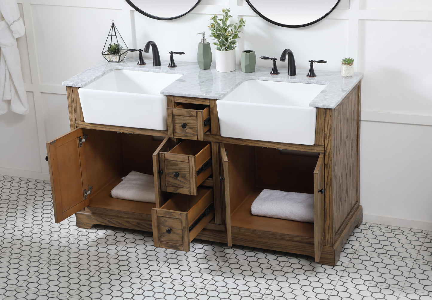 60 inch Double Bathroom Vanity in Driftwood - BC460D6035DW