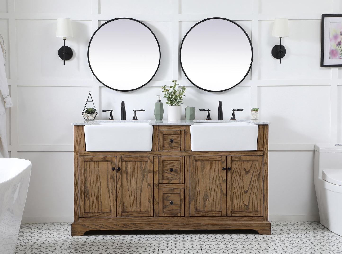 60 inch Double Bathroom Vanity in Driftwood - BC460D6035DW