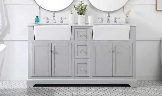 60 inch Double Bathroom Vanity in Grey - BC460D6035GR