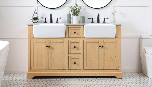 60 inch Double Bathroom Vanity in Natural Wood - BC460D6035NW