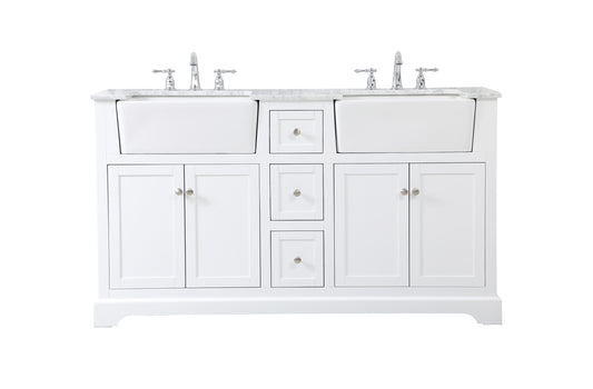 60 inch Double Bathroom Vanity in White