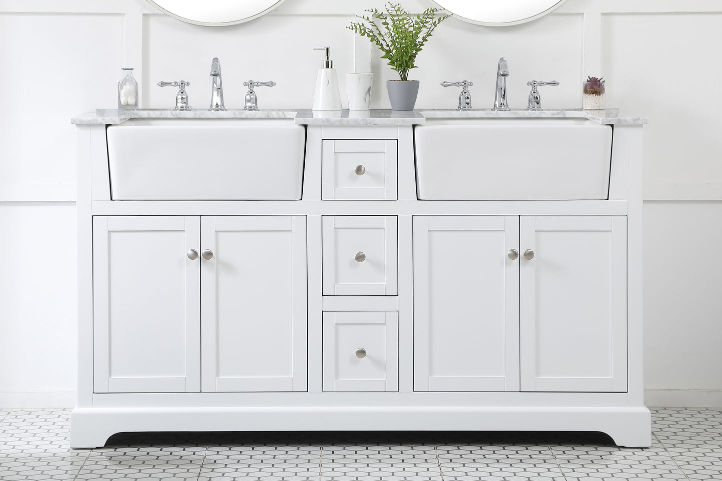 60 inch Double Bathroom Vanity in White