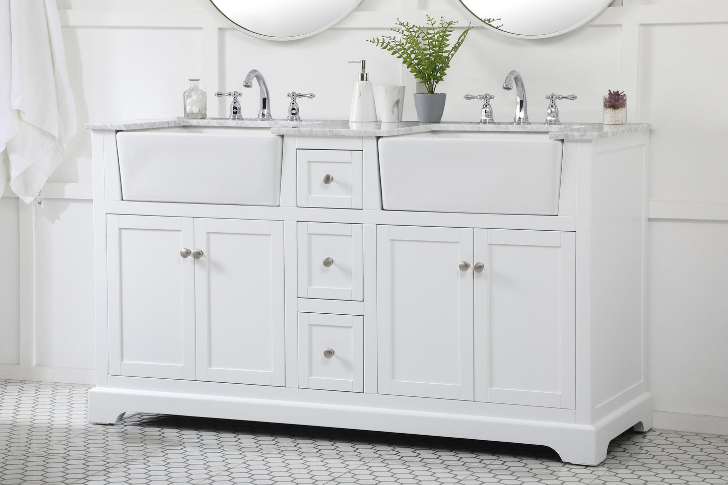 60 inch Double Bathroom Vanity in White