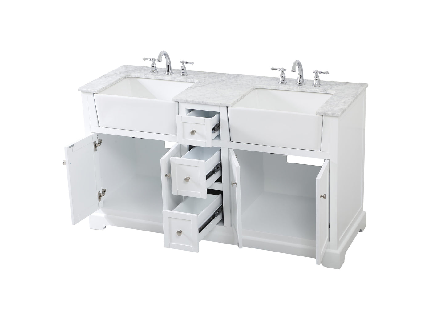 60 inch Double Bathroom Vanity in White