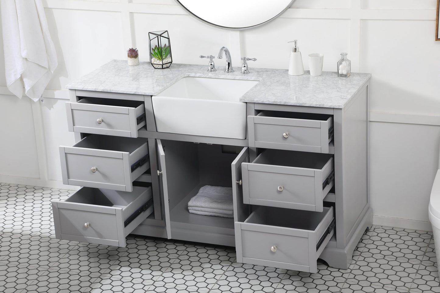 60 inch Single Bathroom Vanity in Grey