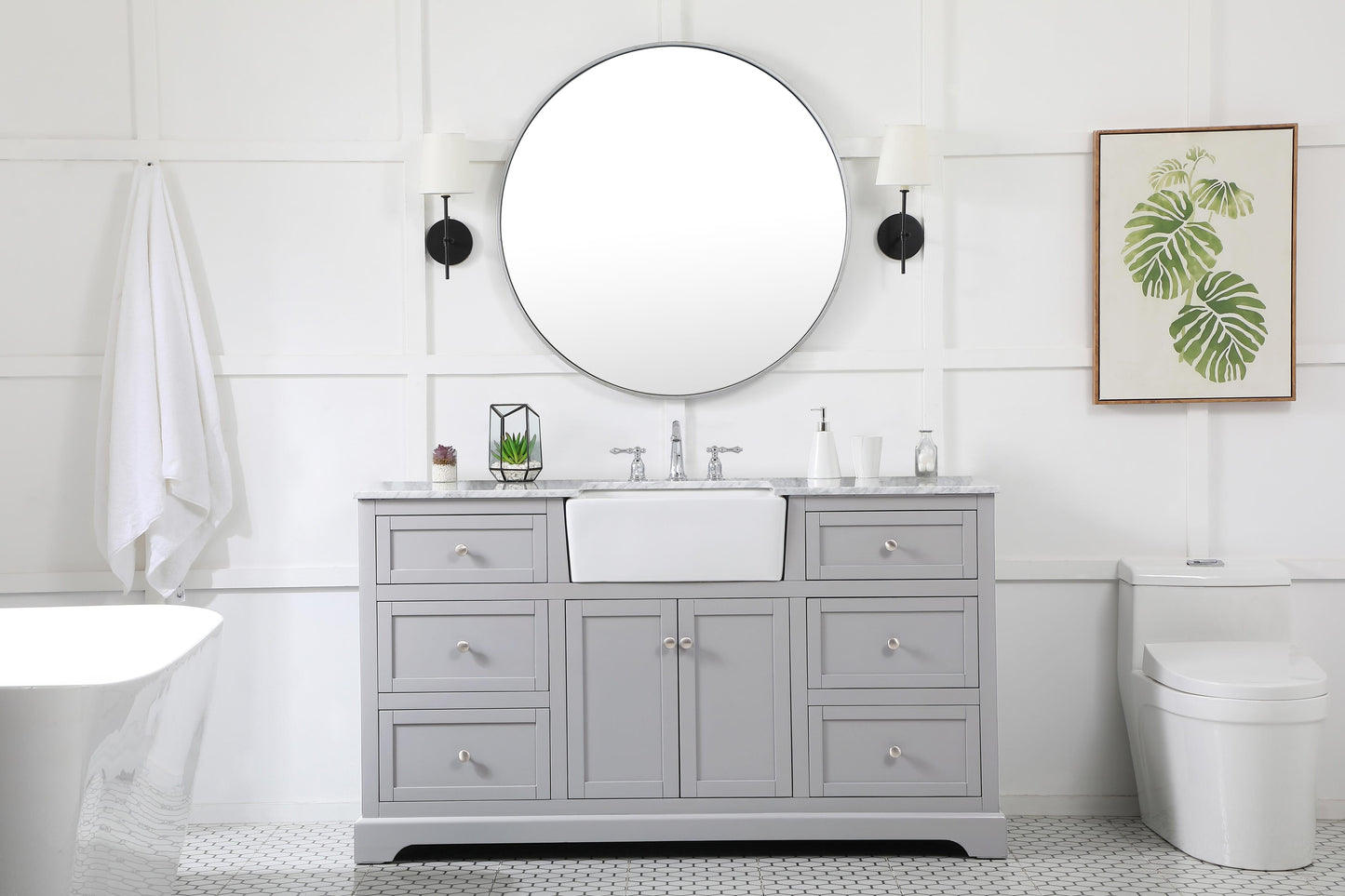 60 inch Single Bathroom Vanity in Grey