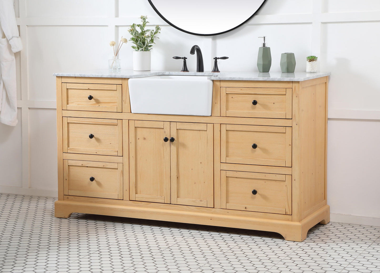 60 inch Single Bathroom Vanity in Natural Wood - BC4606035NW