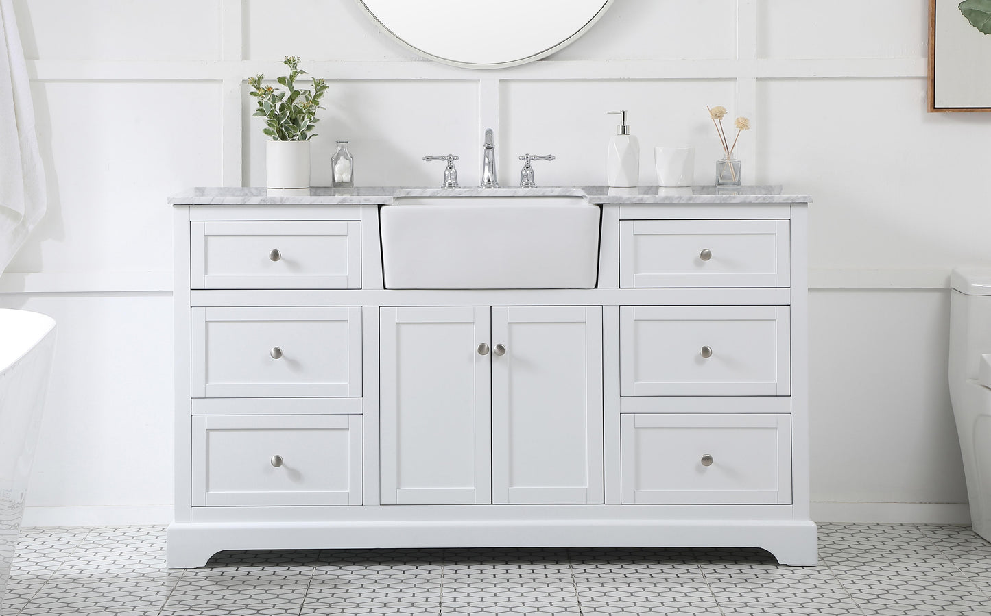 60 inch Single Bathroom Vanity in White - BC4606035WH